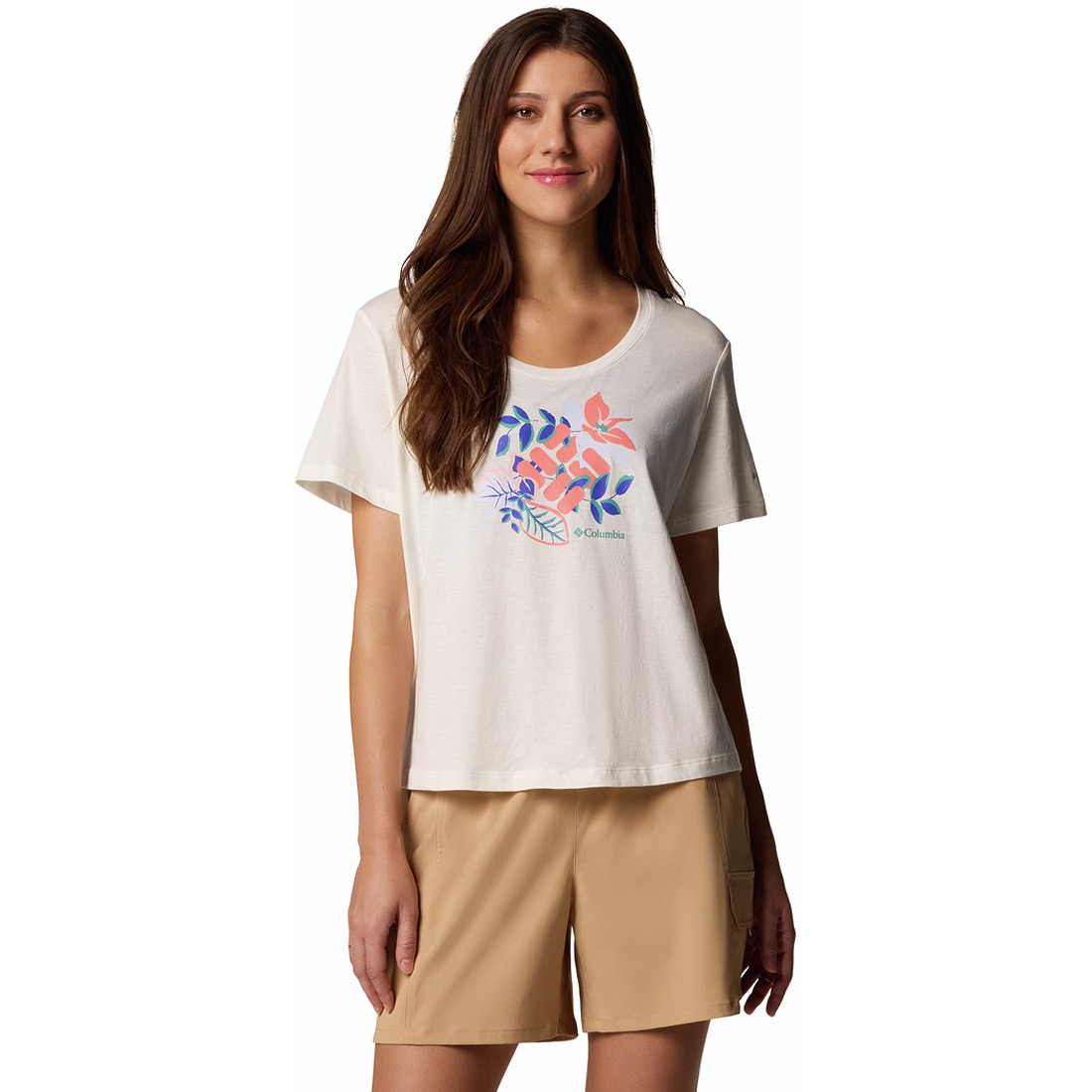 חולצת טי קצרה לנשים Ruby Springs Graphic Scoop Neck S/S