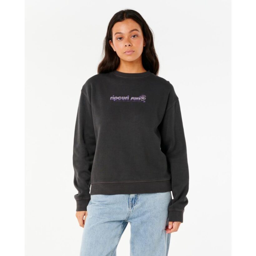 סווטשירט ארוך לנשים Neon Isles Relaxed Crew