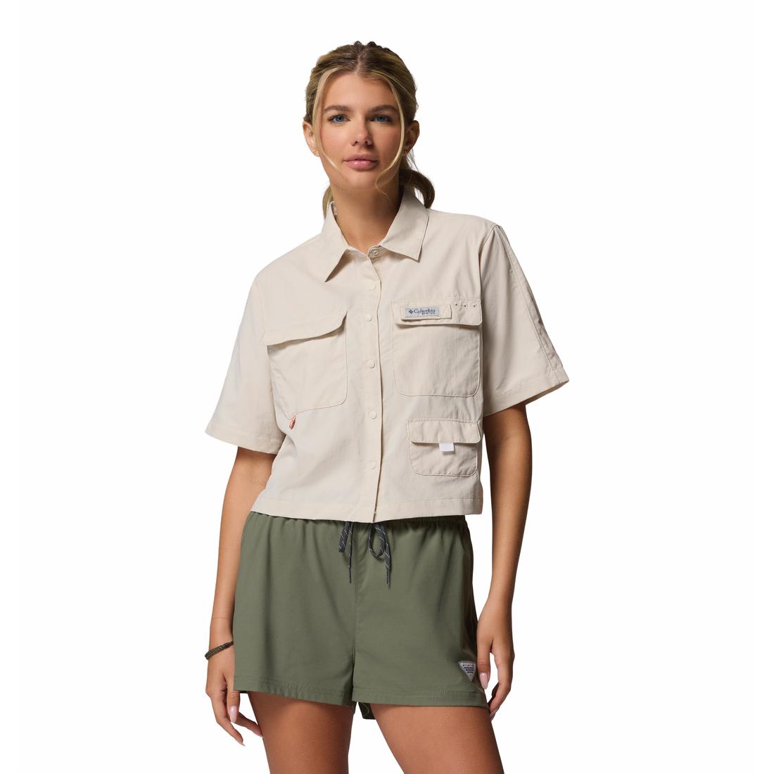 חולצה קצרה מכופתרת לנשים PFG Open Water Short Sleeve Shirt