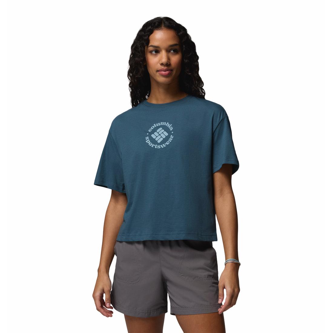 חולצת קרופ קצרה לנשים Graphic Relaxed Crop Short Sleeve Shirt