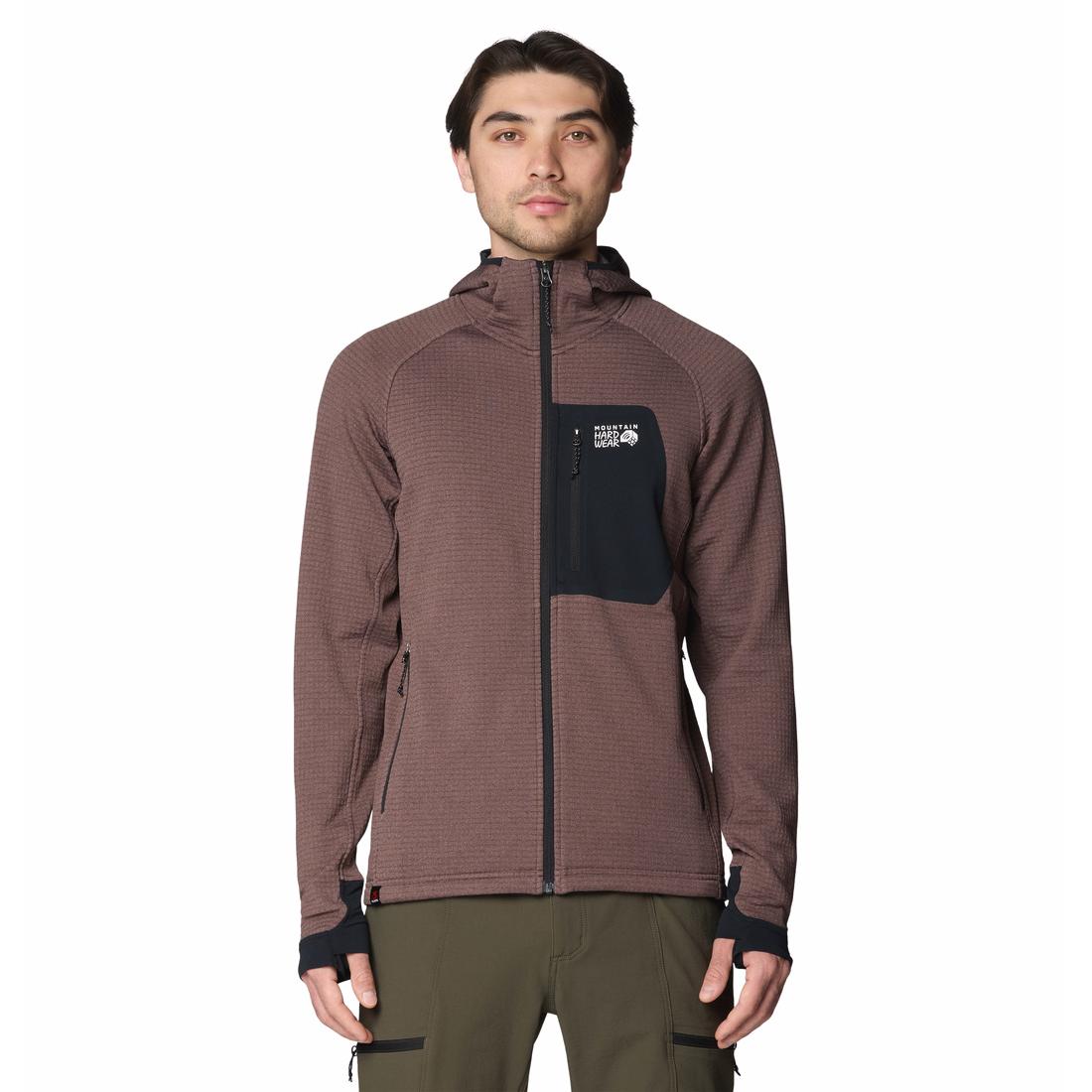 ג'קט ארוך עם כובע מובנה לגברים Polartec® Power Grid Full Zip Hoody
